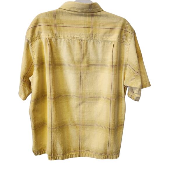 White Sierra Yellow Red Plaid Button Down Short Sleeve Outdoor Shirt Men Large - Picture 2 of 4